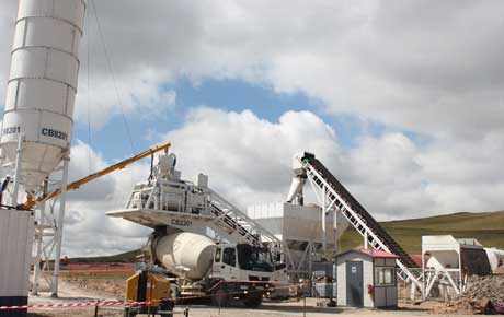 75m³/hr mobile concrete batch plant